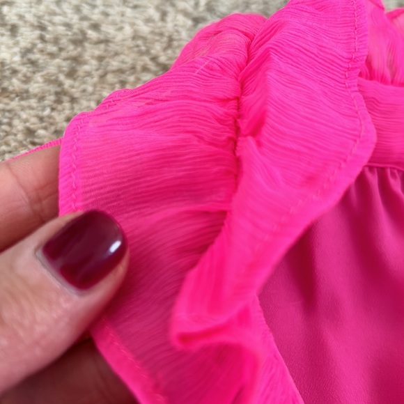 🌟J. Crew Hot Pink Crepe Ruffle Neck Blouse, 0.🌟 - Picture 8 of 12